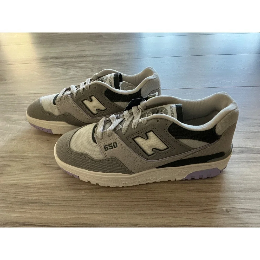 New Balance 550 Women's Shadow Grey‎ Lilac Sneakers Size 6 New In Box
